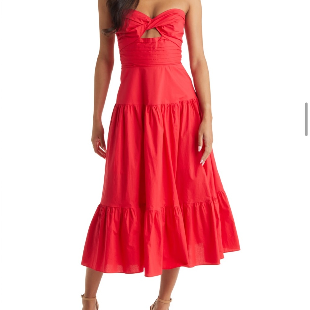 Red strapless vici dolls dress